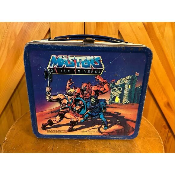 Vtg 1983 Masters of The Universe He-Man Metal Lunchbox Aladdin Skeletor NO THERM - Picture 1 of 10